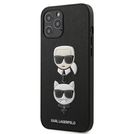 Karl Lagerfeld Saffiano Karl & Choupette Heads - iPhone 12 Pro Max tok (fekete)