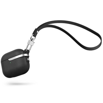 Moshi Pebbo Luxe - pouzdro na AirPods 3 s odnímatelným řemínkem na zápěstí (Charcoal Black)