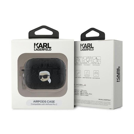 Karl Lagerfeld Monogram Karl Head - Étui AirPods Pro 2 (noir)