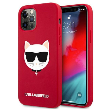 Silikonové pouzdro Karl Lagerfeld Choupette Head - iPhone 12 / iPhone 12 Pro (červené)