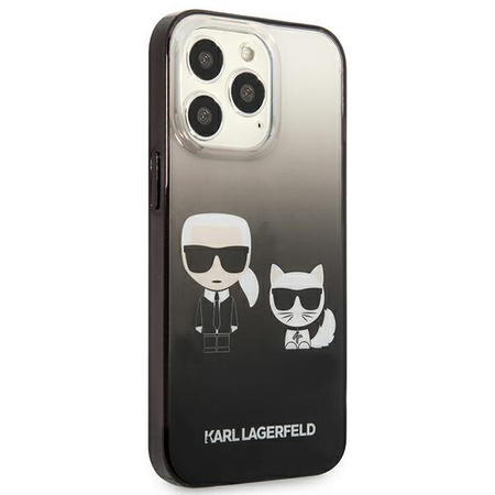 Karl Lagerfeld Gradient Ikonik Karl & Choupette - iPhone 13 Pro Max Tasche (schwarz)