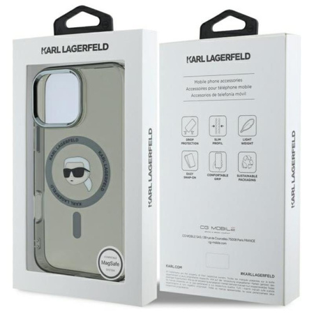 Karl Lagerfeld IML fém Karl Head MagSafe - iPhone 16 Pro Max tok (fekete)