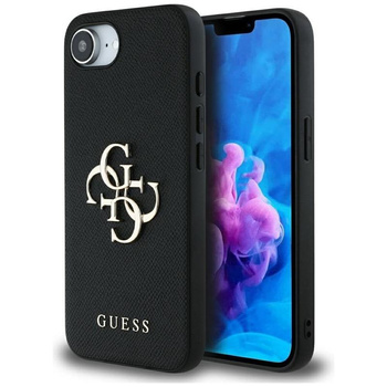 Guess Grained Big 4G Logo Small Classic Logo - Case for iPhone 16e (black)