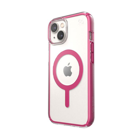 Speck Presidio Perfect-Clear mit Impact Geometry + MagSafe - iPhone 14 / iPhone 13 Hülle mit MICROBAN Beschichtung (Klar / Digital Pink)