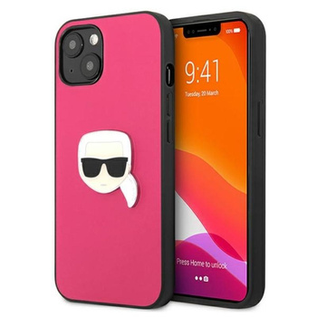 Karl Lagerfeld PU bőr Karl's Head Metal - iPhone 13 tok (rózsaszín)