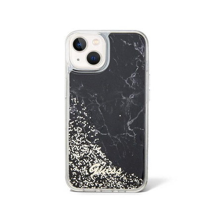 Guess Liquid Glitter Marble - Schutzhülle für iPhone 14 (Schwarz)