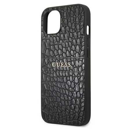 Guess Croco Stamp Lines - pouzdro pro iPhone 13 mini (černé)