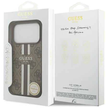 Guess 4G Printed Stripes MagSafe - Case iPhone 17 Pro (brown)