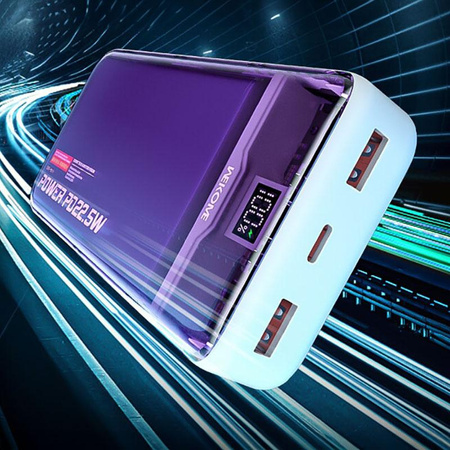 WEKOME WP-351 Vanguard Series - Banque d'alimentation 20000 mAh PD 20W + QC 22.5W (Violet / Transparent)