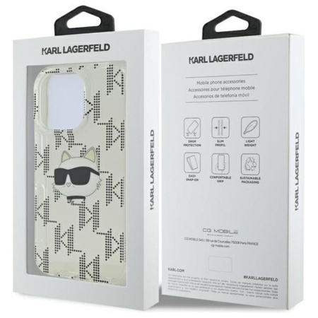 Karl Lagerfeld IML Choupette Head Electroplated - Pouzdro iPhone 16 Pro Max (průhledné)