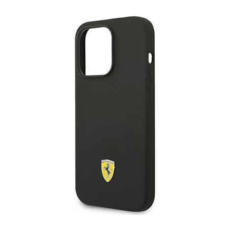 Ferrari Liquid Silicone Case Metal Logo MagSafe - iPhone 14 Pro Max Case (Black)