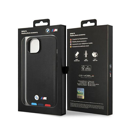 BMW Leather Hot Stamp Tricolor MagSafe - Case for iPhone 14 (Black)