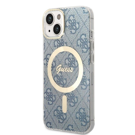 Guess Bundle Pack MagSafe 4G - MagSafe iPhone 14 Plus Case + Charger Set (blue/gold)