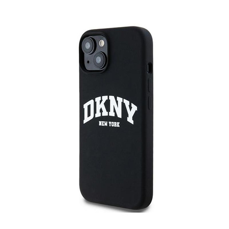 DKNY Liquid Silicone Weiß gedrucktes Logo MagSafe - iPhone 14 / 15 / 13 Hülle (schwarz)