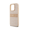 Kožené pouzdro DKNY Mono Stripe & Metal Logo - iPhone 15 Pro (růžové)