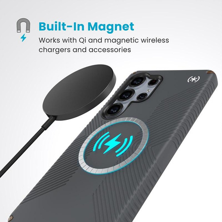 Speck Presidio2 Grip Magnet – Etui ochronne do Samsung Galaxy S25 Ultra (Charcoal Grey / Cool Bronze / White)