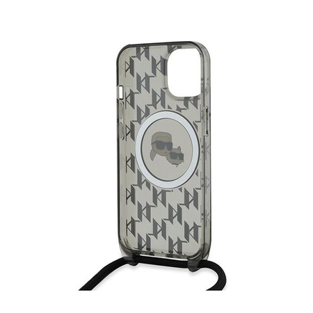Karl Lagerfeld IML Crossbody Monogram Karl & Choupette Head MagSafe - iPhone 15 / 14 / 13 tok (fekete)