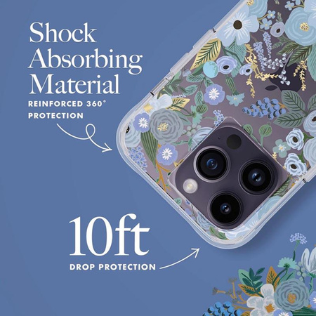 Rifle Paper Clear – Hülle für iPhone 14 Pro (Garden Party Blue)