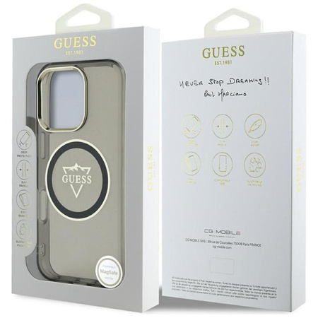 Guess IML Metal Mountain Logo MagSafe - tok iPhone 16 Pro készülékhez (fekete)