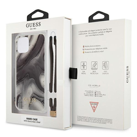 Guess Marble mit Kabel - iPhone 12 / iPhone 12 Pro Tasche (grau)