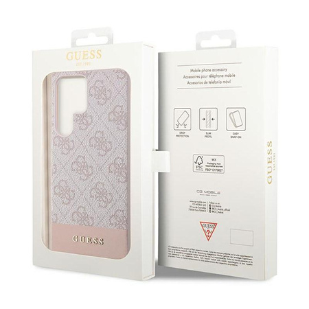 Guess 4G Bottom Stripe Metal Logo Collection - pouzdro pro Samsung Galaxy S23 Ultra (růžové)