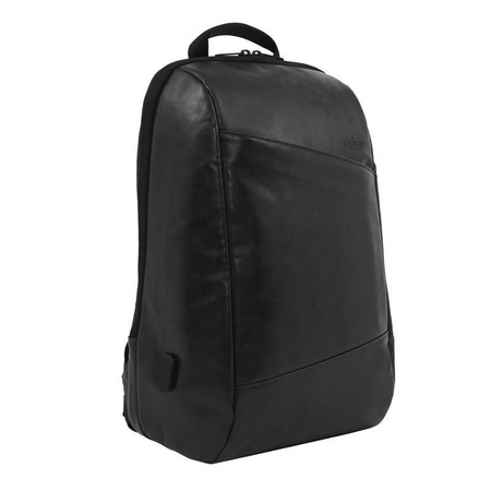 PURO Byday Classic - Eco leather backpack with external USB port Notebook 15.6" / tablet (black)