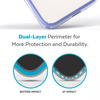 Speck Presidio Perfect-Clear avec Impact Geometry - Coque pour iPhone 15 Plus / 14 Plus avec revêtement MICROBAN (Clear / Grounded Purple)