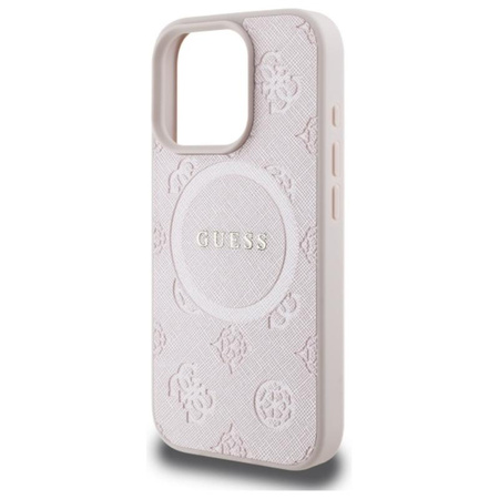 Guess Saffiano Pfingstrose Classic Logo MagSafe - iPhone 16 Pro Max Tasche (rosa)