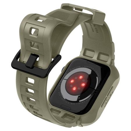 Spigen Rugged Armor Pro - Armband mit Gehäuse für Apple Watch 44/45 mm (Vintage Khaki)