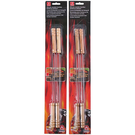 BBQ - skewers with wooden handle long 38 cm (4pcs.)