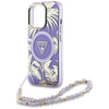 Guess Palm Trees Triangle Pearl Strap MagSafe - Hülle für iPhone 16 Pro (violett)