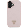Guess Grained Hot Stamp Peony Triangle Logo MagSafe - Hülle für iPhone 16 (rosa)
