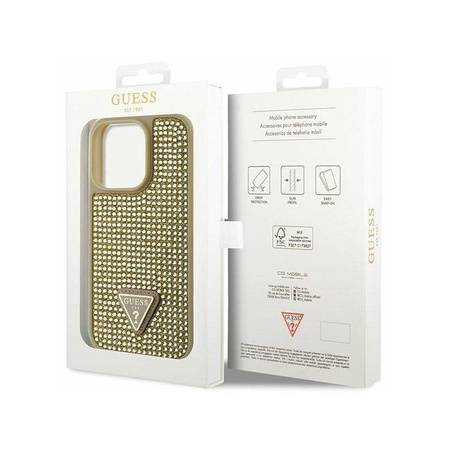Guess Rhinestone Triangle - Case for iPhone 14 Pro (Gold)