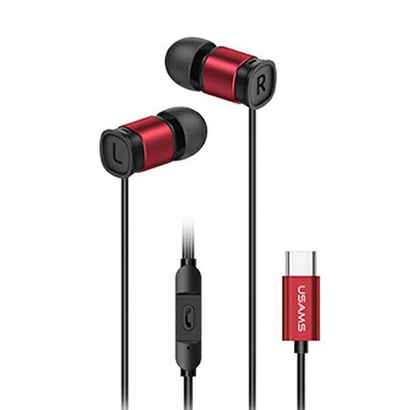 USAMS EP-46 - USB-C stereo headphones (Red)
