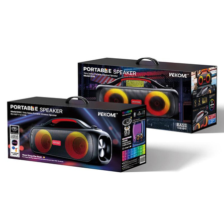 WEKOME D38 Yinla Series - V5.0 30W RGB LED přenosný bezdrátový Bluetooth reproduktor (černý)