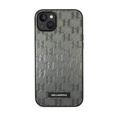 Karl Lagerfeld Saffiano Mono Metall Logo - iPhone 14 Tasche (grau)