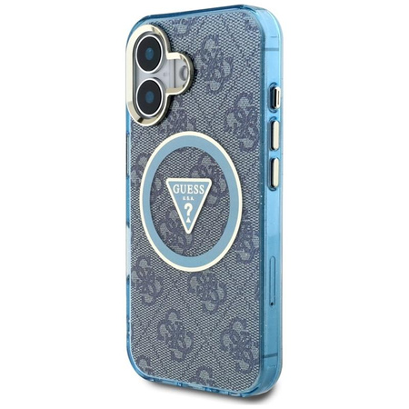 Guess IML Metal Glitter 4G Circle Triangle MagSafe - Case for iPhone 16 (blue)