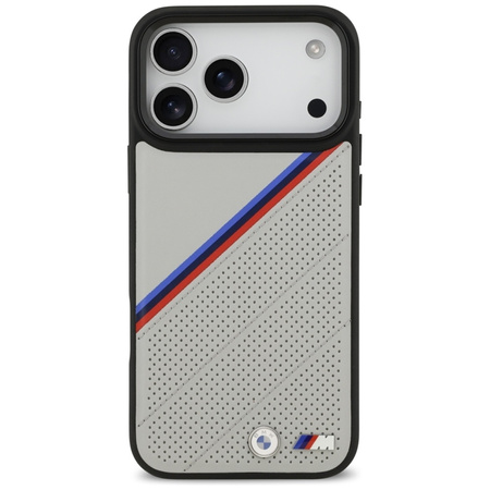 BMW M Tricolor Metal Logo MagSafe - iPhone 17 Pro Max Hülle (Grau)