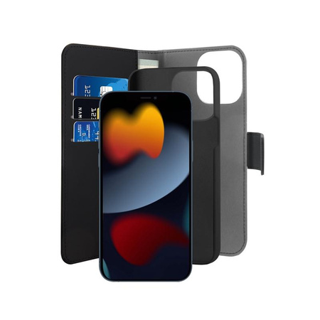 PURO Peněženkové odnímatelné pouzdro 2 v 1 pro iPhone 13 Pro Max (černé)