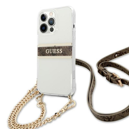 Guess 4G Gold Stripe Crossbody - pouzdro pro iPhone 13 Pro Max