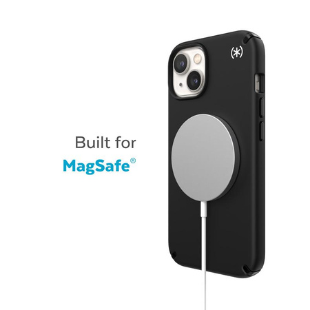 Speck Presidio2 Pro MagSafe - Coque antibactérienne pour iPhone 15 Plus / 14 Plus (Noir / Noir / Blanc)