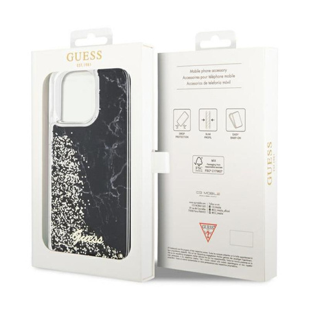 Guess Liquid Glitter Marble - iPhone 14 Pro Max tok (fekete)