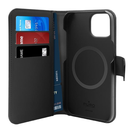 PURO Wallet Detachable MagSafe - pouzdro 2 v 1 pro iPhone 14 Plus (černé)