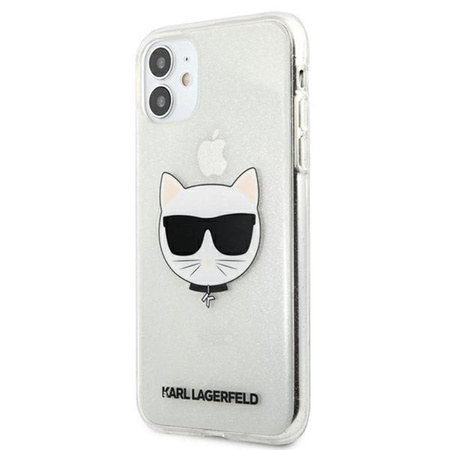Karl Lagerfeld Choupette Head Glitter - Etui iPhone 11 (srebrny)