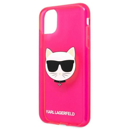 Karl Lagerfeld Choupette Head - pouzdro pro iPhone 11 (fluo růžové)