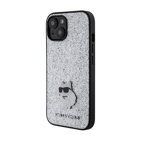 Karl Lagerfeld Fixed Glitter Choupette Logo Metal Pin - iPhone 15 / 14 / 13 Case (silver)