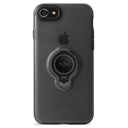 PURO Magnet Ring Cover - pouzdro pro iPhone SE (2022 / 2020) / 8 / 7 s magnetickým úchytem na prst (černé)