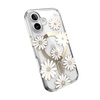 Speck Presidio Lux ClickLock & MagSafe - Custodia per iPhone 16 (Sunshine Daisies / Trasparente / Oro)