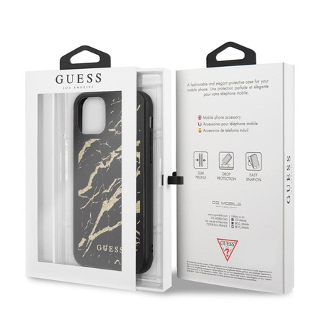 Guess Marble Glass Gold Glitter - Coque iPhone 11 (noir)