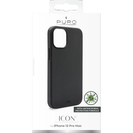 PURO ICON Cover - Étui pour iPhone 12 Pro Max avec protection antimicrobienne (noir)